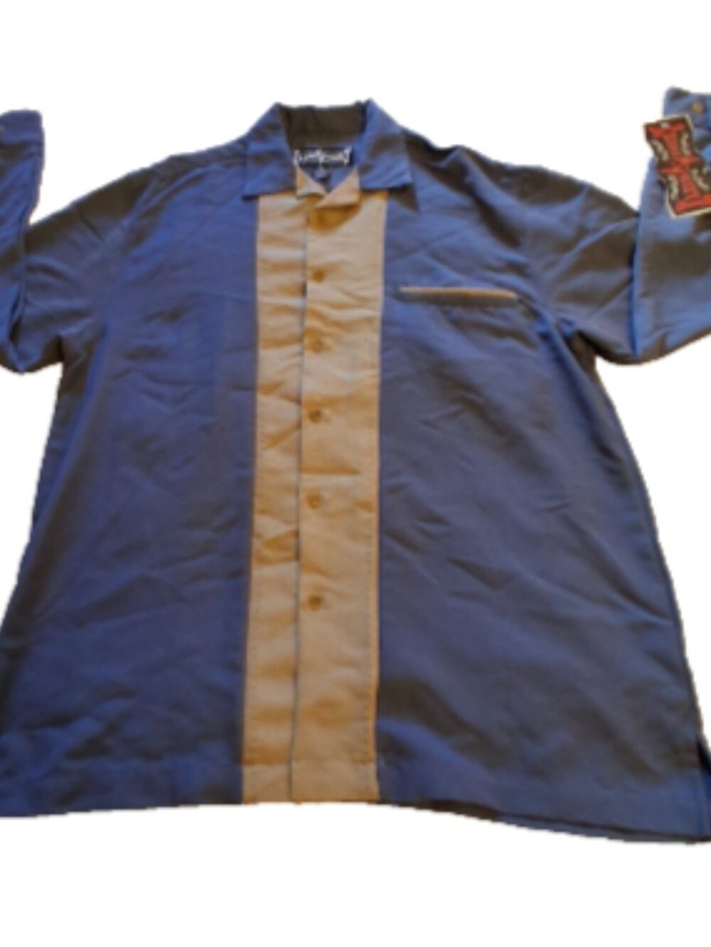 Steve & Barrys Club Shirt Men's Size M Blue Tan Long Sleeve Button Down Casual